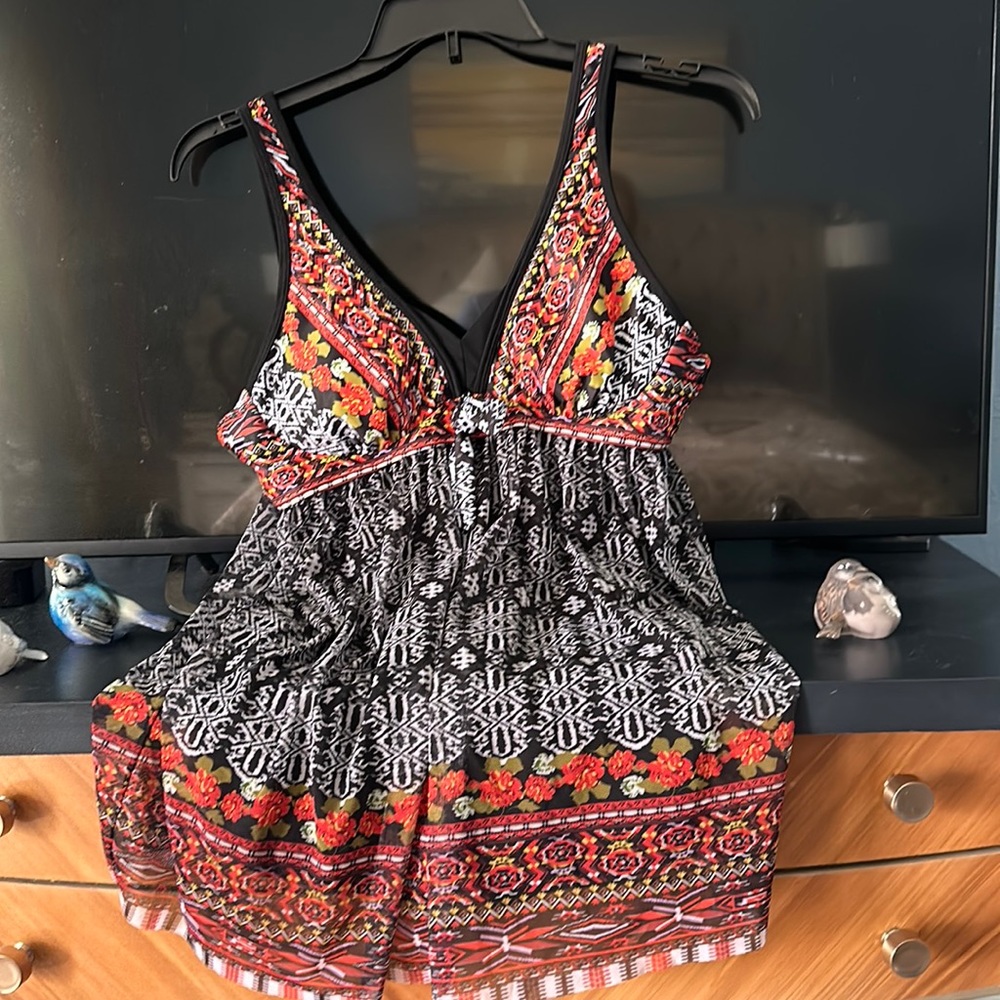 Plus Bathing Suit - Blousy One piece with boy shorts style tank.